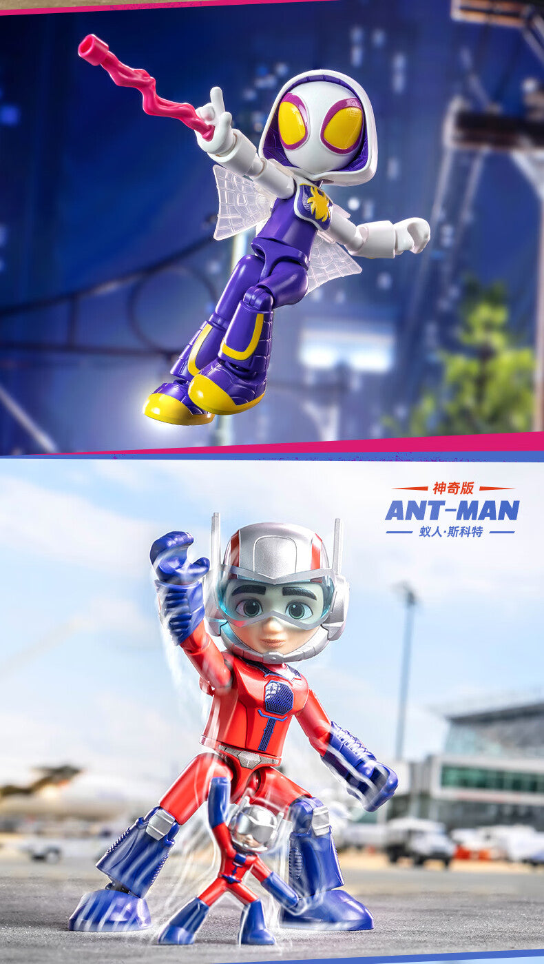 Marvel Spider Man Amazing friends Splicing toys 12cm Iron man Peter Parker Miles Gwen Ant-Man Action Figure building block