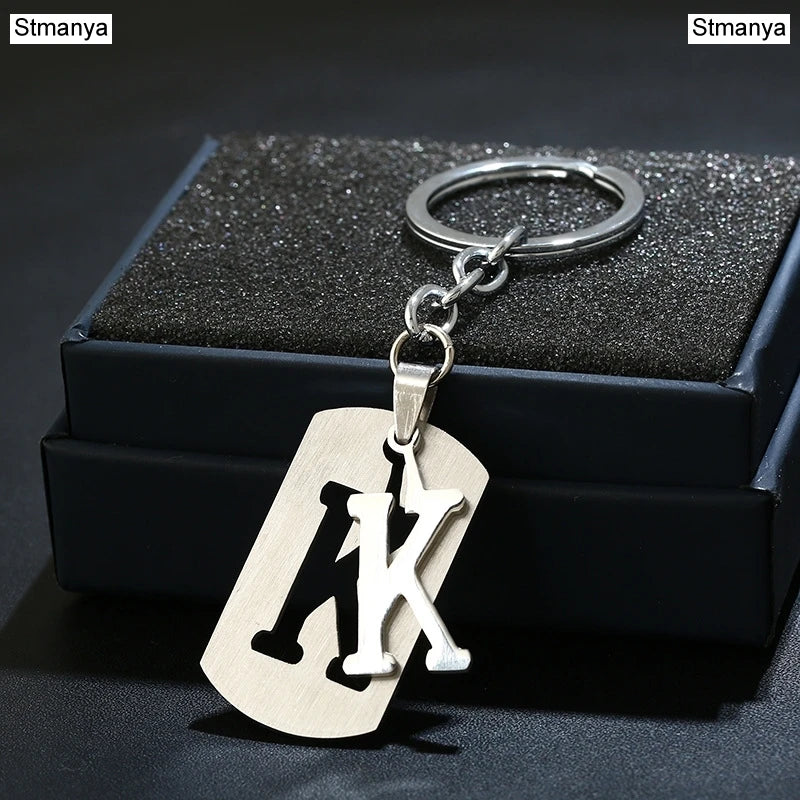 Charm New 26 Letters Stainless Steel Key Chain Men Women keychain Best Couple gift Jewelry Car Key Ring A-Z Keychain
