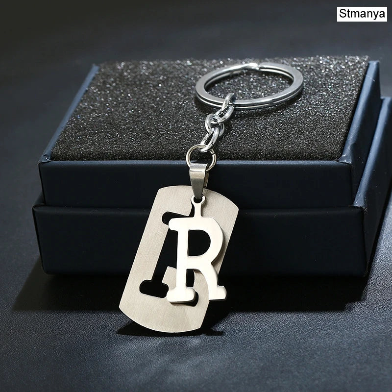 Charm New 26 Letters Stainless Steel Key Chain Men Women keychain Best Couple gift Jewelry Car Key Ring A-Z Keychain
