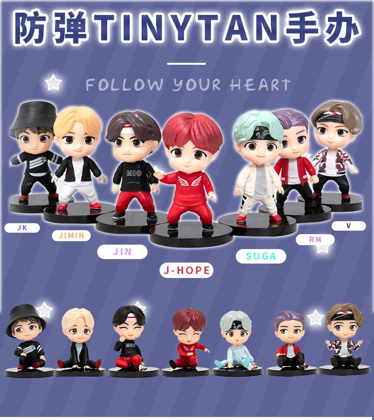 Bangtan Boys Groups Rm Jin Suga Jhope Jimin V Jungkook Doll Model Toy Action Figure Star Idol Cute Army Gift For Kids 7pcs/set