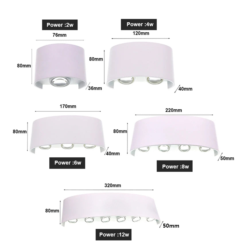 2W 4W 6W 8W 10W 12W  LED Wall Light Outdoor Waterproof Modern Nordic style Indoor Wall Lamps Living Room Porch Garden Lamp