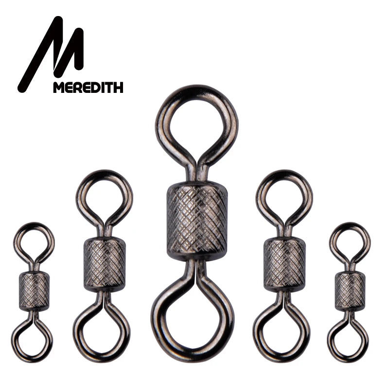 Meredith 50PCS/Lot Fishing Swivels Ball Bearing Swivel with Safety Snap Solid Rings Rolling Swivel for Carp Fishing Accessories