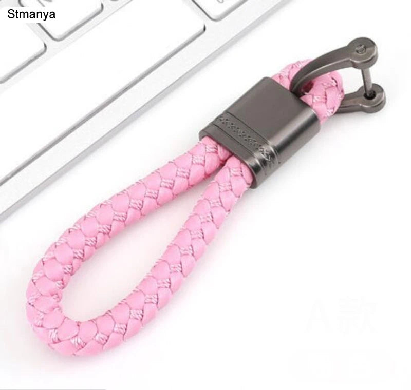 New Hand-Woven Leather Car Key Ring Men Women Rope Key Chain Waist Keychains Charm Metal Key Holder Gift Jewelry