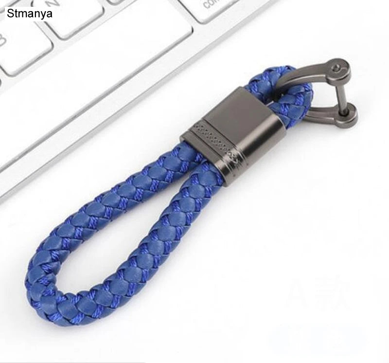 New Hand-Woven Leather Car Key Ring Men Women Rope Key Chain Waist Keychains Charm Metal Key Holder Gift Jewelry