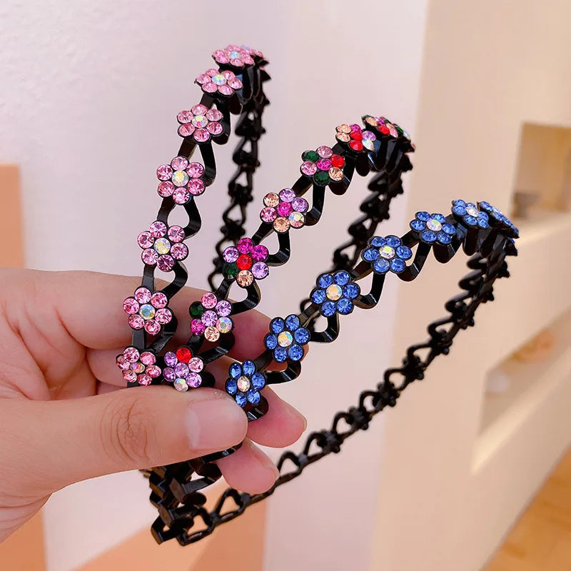 Non-Slip Rhinestone Hairbands Elastic Flower Fashion Pearl Women Hair Hoop Bands Headband Bezel Girls Hair Accessories Headdress