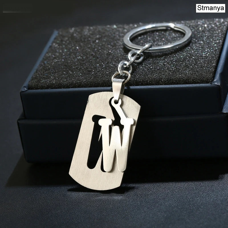 Charm New 26 Letters Stainless Steel Key Chain Men Women keychain Best Couple gift Jewelry Car Key Ring A-Z Keychain