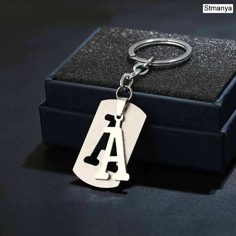 Charm New 26 Letters Stainless Steel Key Chain Men Women keychain Best Couple gift Jewelry Car Key Ring A-Z Keychain