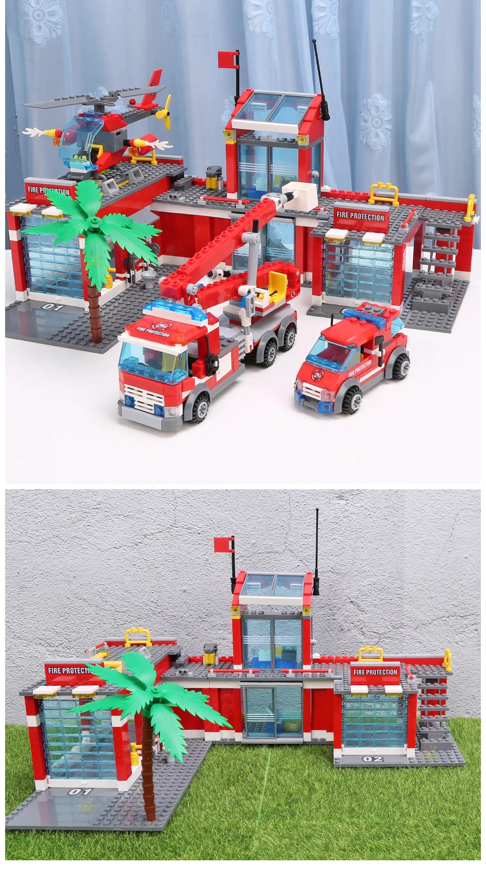 HUIQIBAO 774pcs City Fire Station Model Building Blocks Boys Firefighter Truck Educational Construction Bricks Toys For Children