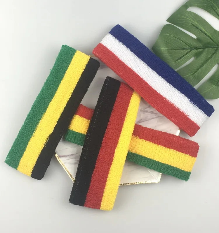 Striped Basketball Headband Sport Yoga Hairband Fitness Running Elastic Head Sweat Band For Men Women Reggae Punk Street Dance