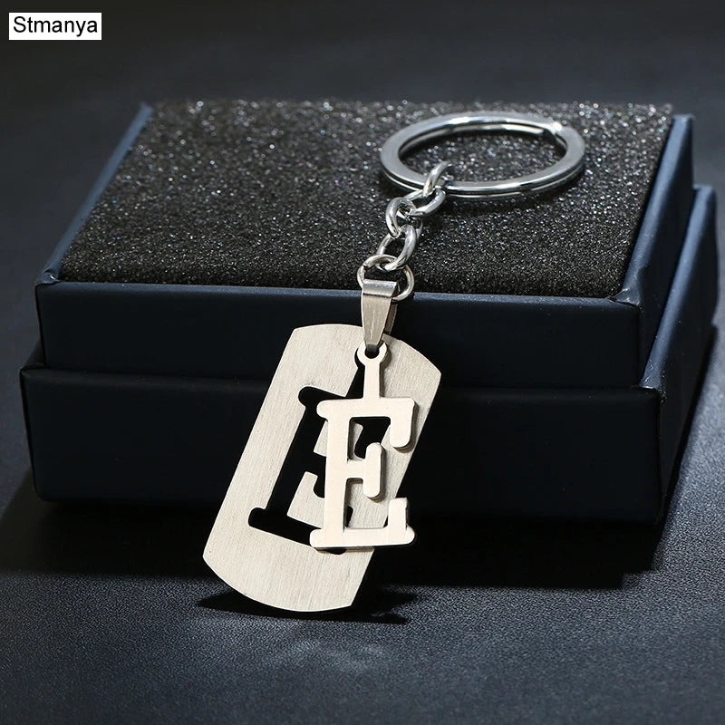Charm New 26 Letters Stainless Steel Key Chain Men Women keychain Best Couple gift Jewelry Car Key Ring A-Z Keychain