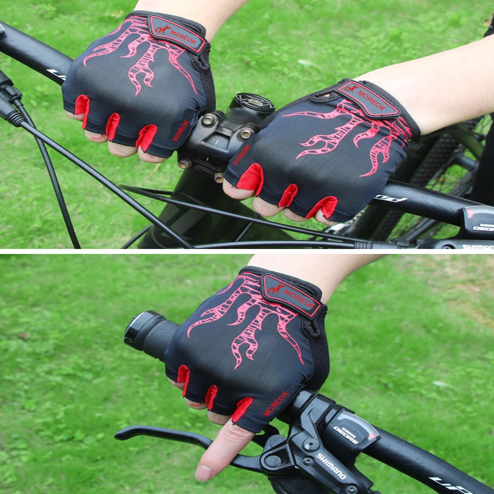 MOREOK Bike Gloves Breathable 5mm Gel Pads MTB Mountain Road Bicycle Gloves Shock-absorbing Half Finger Cycling Gloves Men Women