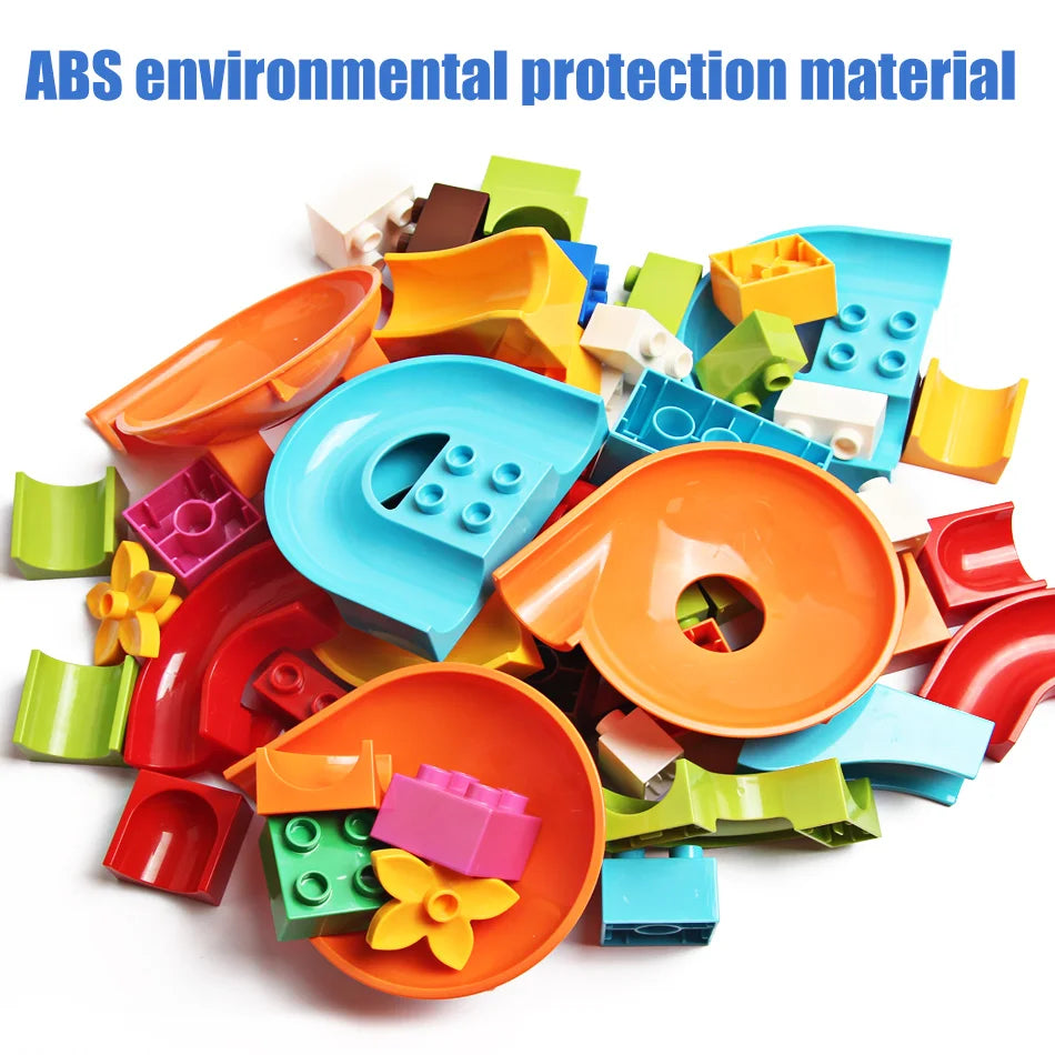 77-308PCS Marble Race Run Big Block Compatible City Building Blocks Funnel Slide Blocks DIY Big Bricks Toys For Children Gift