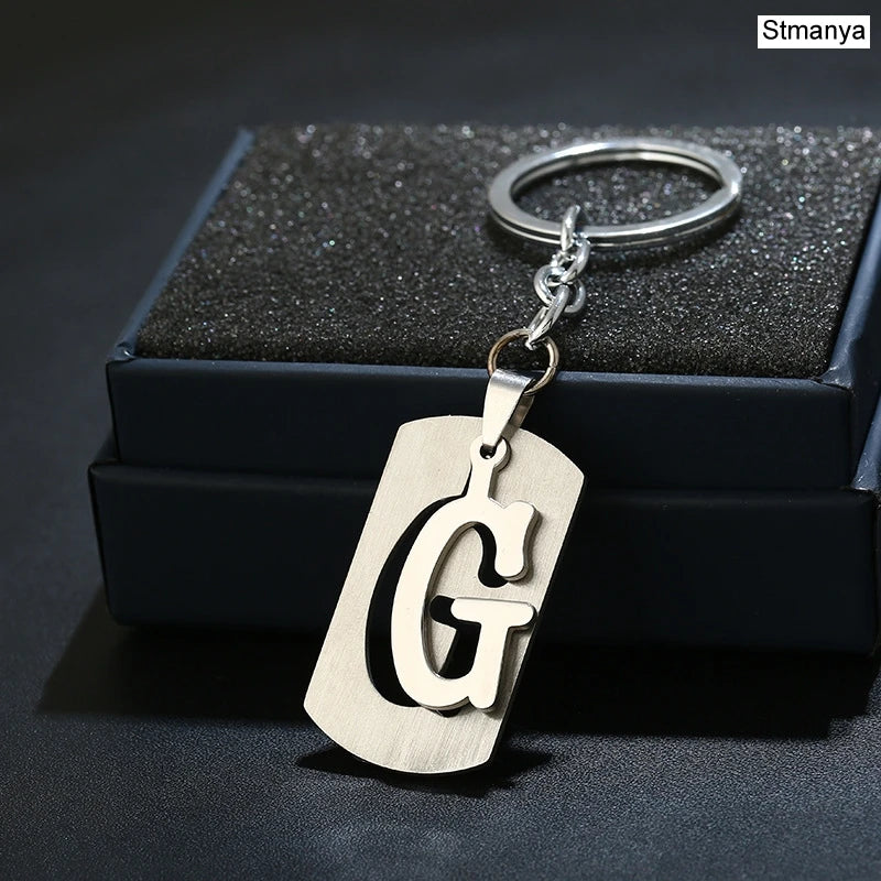 Charm New 26 Letters Stainless Steel Key Chain Men Women keychain Best Couple gift Jewelry Car Key Ring A-Z Keychain