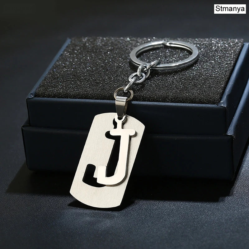 Charm New 26 Letters Stainless Steel Key Chain Men Women keychain Best Couple gift Jewelry Car Key Ring A-Z Keychain