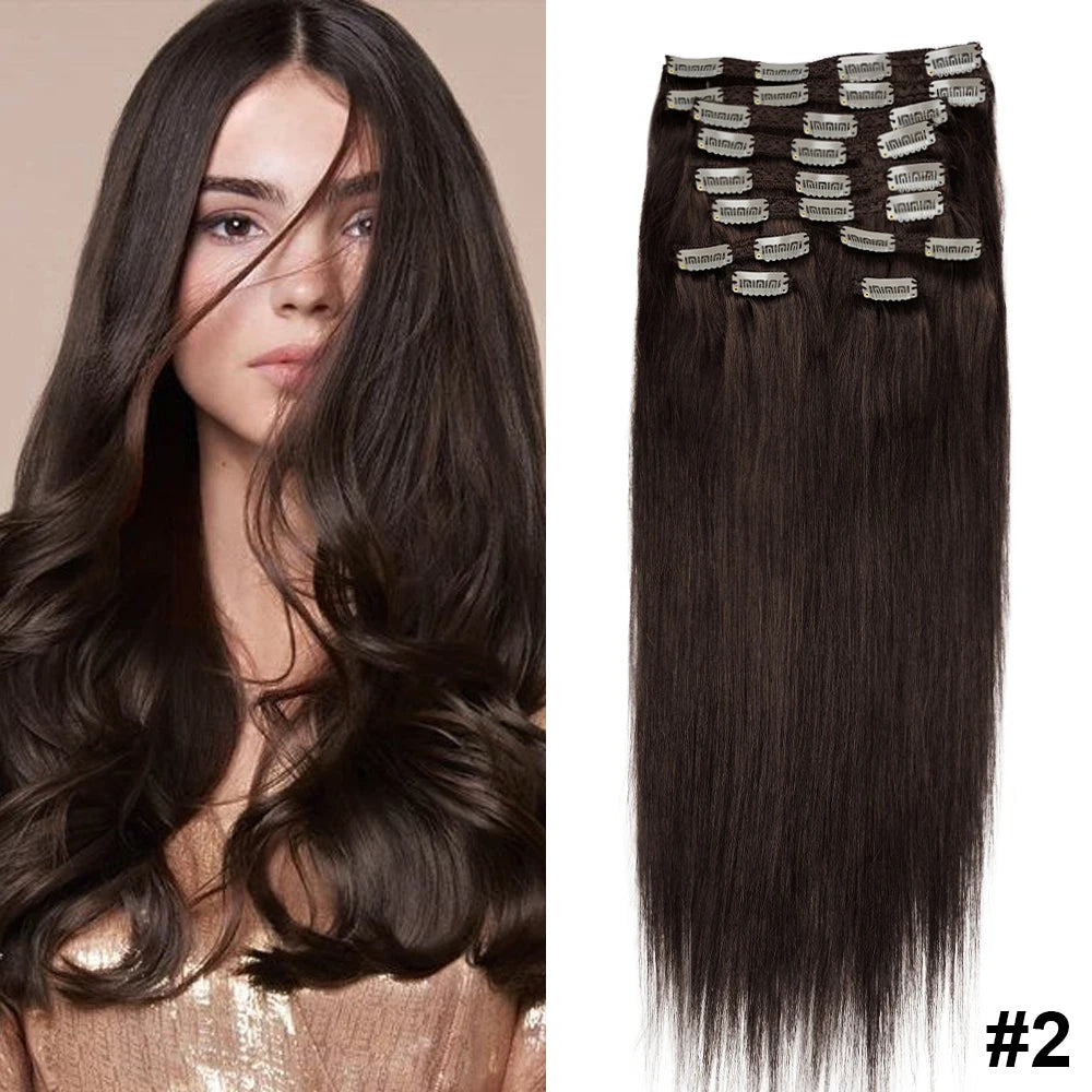 Doreen 160G 200G 240G Volume Series Brazilian Machine Remy Straight Clip In Human Hair Extensions  Full Head 10Pcs 16 to 24 Inch