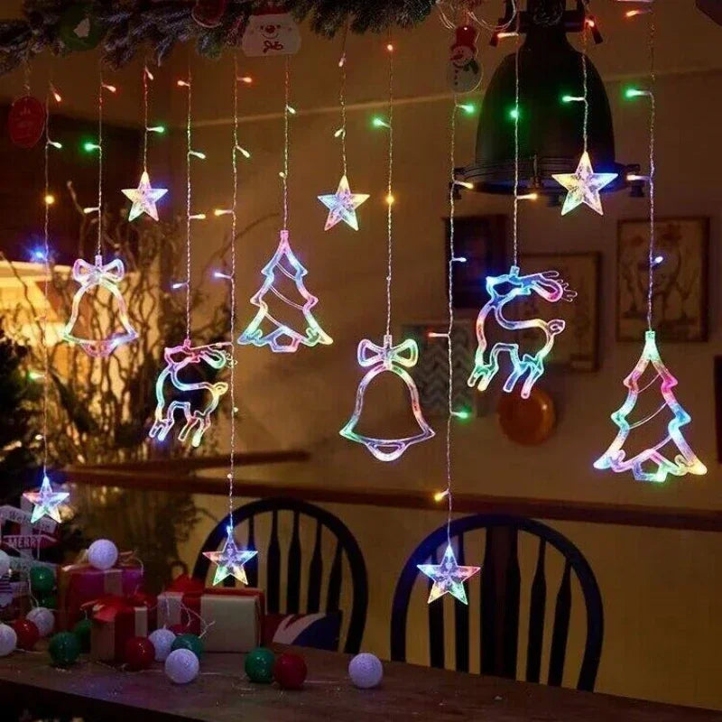 LED Christmas Stars Moons Fairy Light EU Garland Home Pendant Elk Wedding Light for Home Decoration Drop Ornaments Gift Navidad