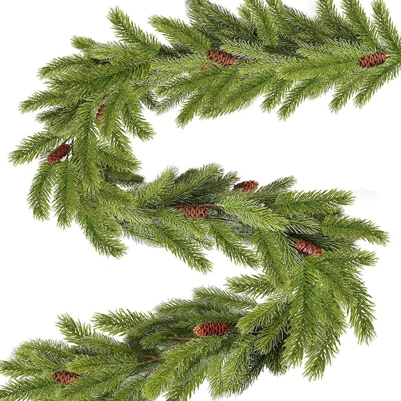 6.2FTArtificial Norfolk Pine Garlands Real Touch Christmas Cypress Greenery Vine for Table Mantle Xmas Home Decoration