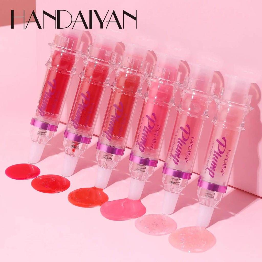 HANDAYAN 6 Color Lip Plumper Gloss Moisturizing Honey Oil Enhancer Transparent Shine Booster Makeup Beauty