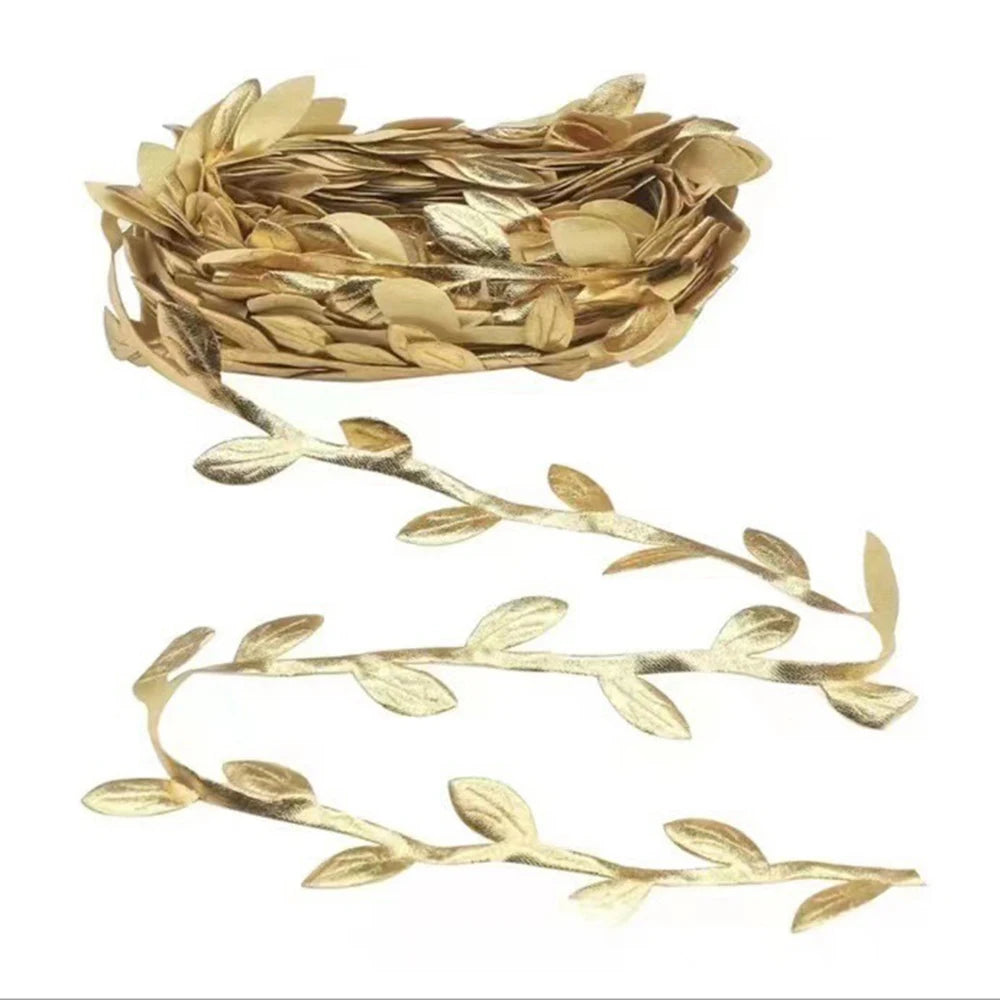 5/20M Gold Leaves Vine Artificial Silk Leaf Wreath Home Handmade Scrapbooking Craft Wedding Decor Fake Flower Rattan Garland