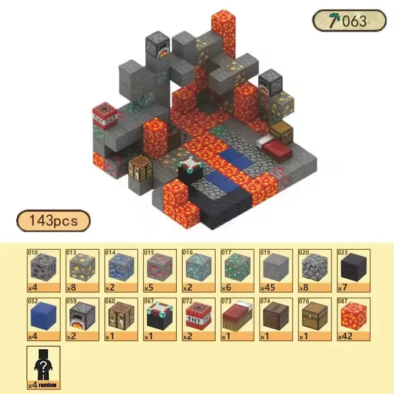 Magnetic Building Blocks Mine World Magnet Cube Set for Boy Girl Kid Age 3+ DIY Model Children Stem STEM Sensory Toy Gift