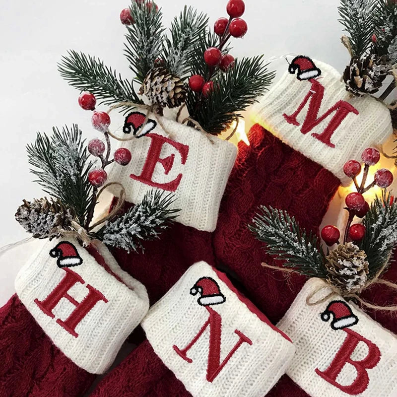 Christmas Alphabet Knitting Socks Christmas Tree Ornaments Christmas Decorations For Home 2025 Noel New Year 2026 Xmas Gift