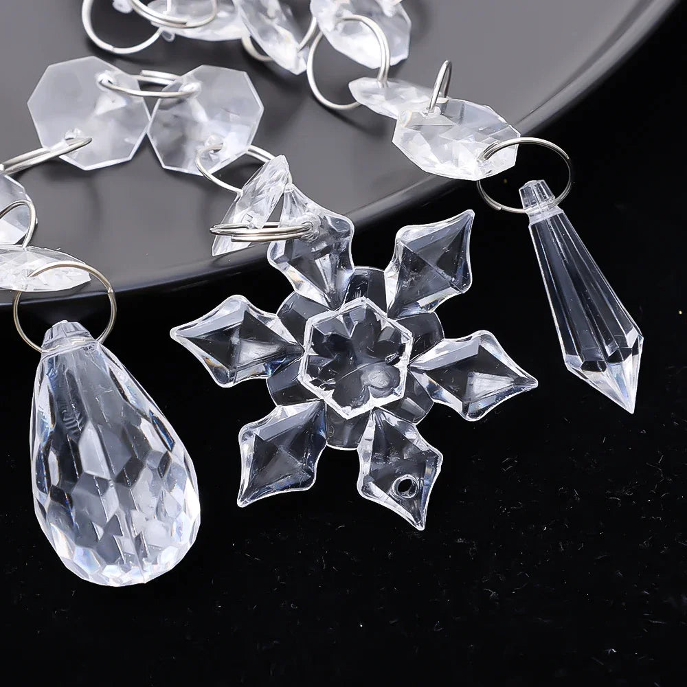 24/5PCS Crystal Clear Snowflake Icicle Pendants Acrylic Christmas Tree Ornament Christmas Holiday Home Party Hanging Decorations