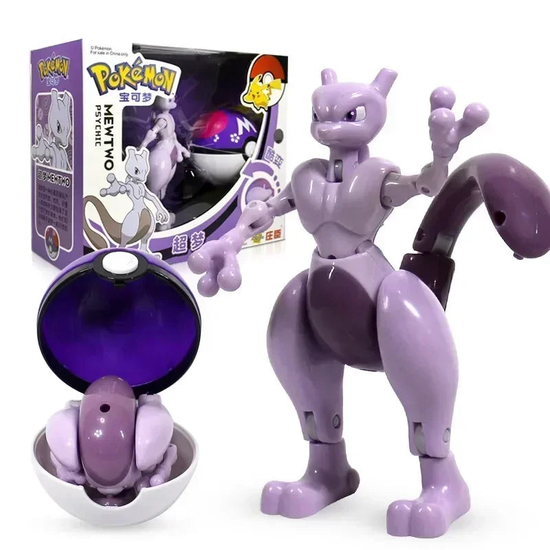 Pokemon Ball Deform Mewtwo Figure Pokeball Action Figurine Pikachu Charizard Gengar Blastoise Greninja Eevee Poke Child Toy Set