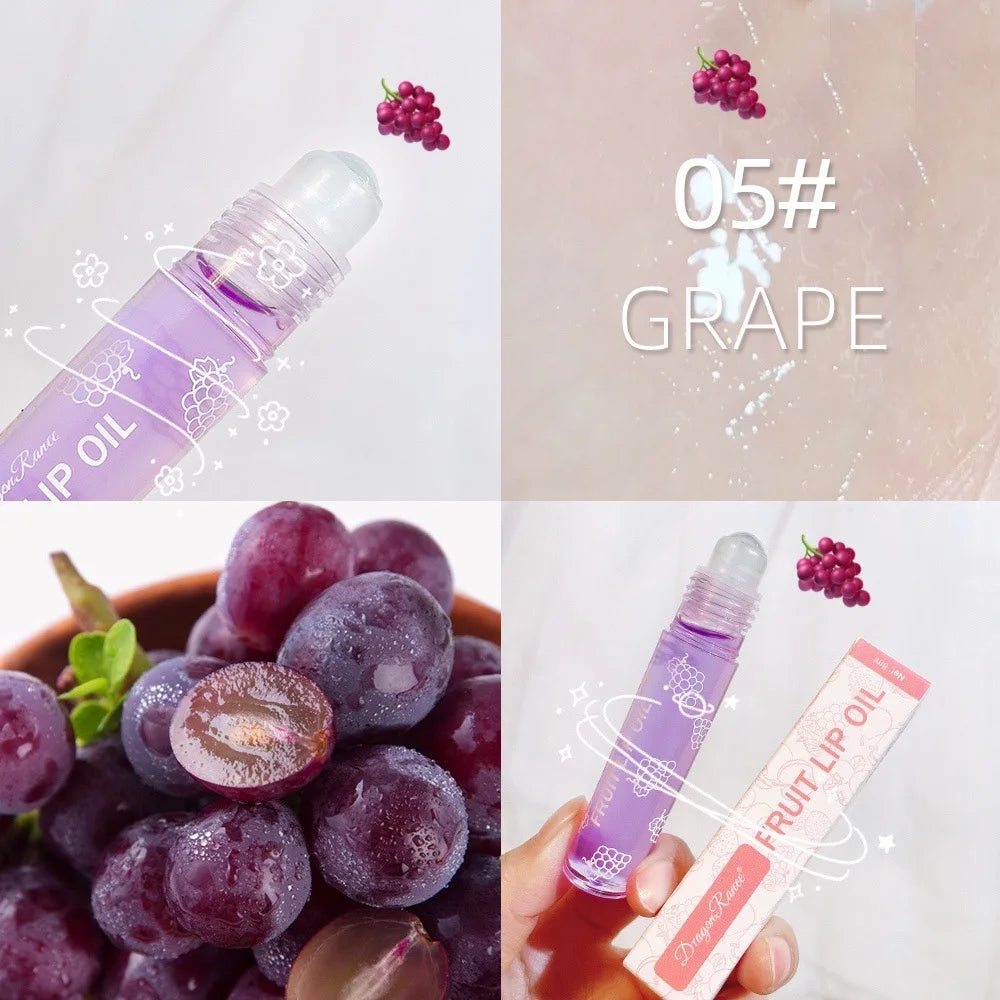 Hydrating Lip Oil Roller Gloss Moisturizing Nourishing Lip Balm Transparent Colorless Fruit Avocado Lip Care
