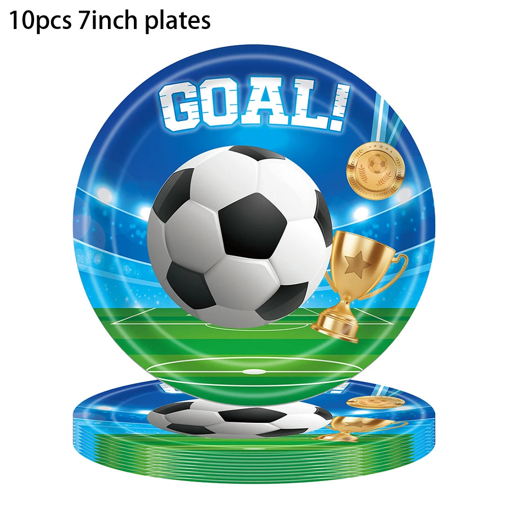 Soccer Theme party decoration plates cups tablecloth supplies kids boys Football theme birthday party decoration drinking straws