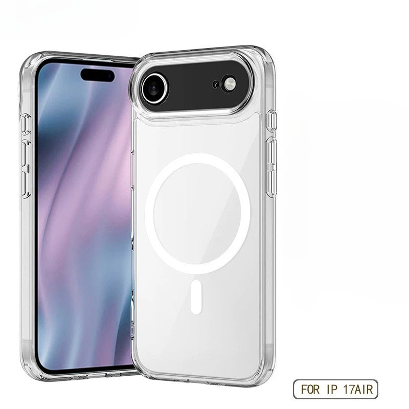 Transparent Acrylic Case for iPhone 17 Air 17 Pro Max Magnetic for Magsafe Wireless Charging Clear PC Cover for iPhone 17pro