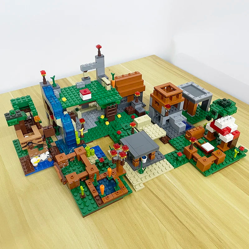 TreeHouse Village Farm Cave Mine Alex Zombie Action Figures Building Blocks Toys Gift for Children