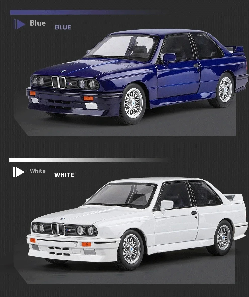 1:24 1988 BMW M3 E30 Alloy Sports Car Model Diecasts Metal Classic Car Vehicles Model Simulation Sound and Light Kids Toys Gifts