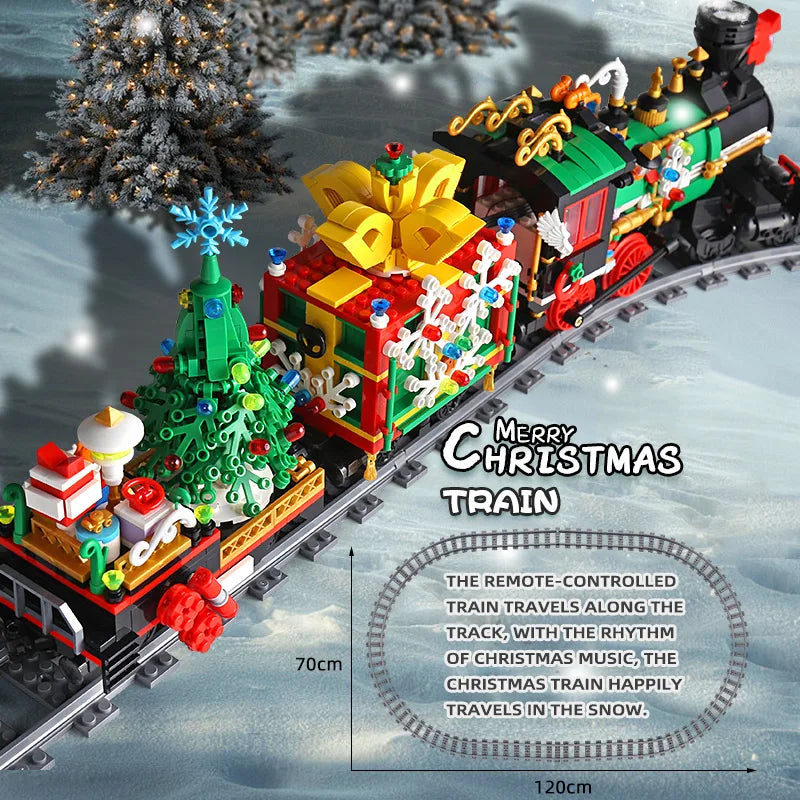 Mould King 12012 Christmas Building Block The Motorized Winter Holiday Train Model Assembly Decoration Kids Christmas Train Gift