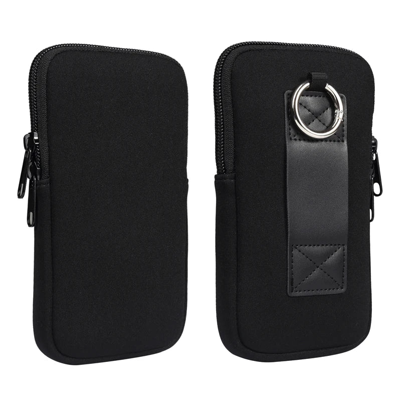 Cell Phone Pouch For iphone Samsung Motorola Xiaomi Huawei Smartphone Stretch Material Zipper Sleeve Hanging Waist bag Universal