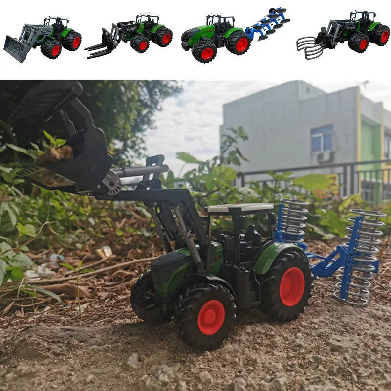 Tractor Toy Car Model Trailer and Accessories Simulation Children's Farmer Car