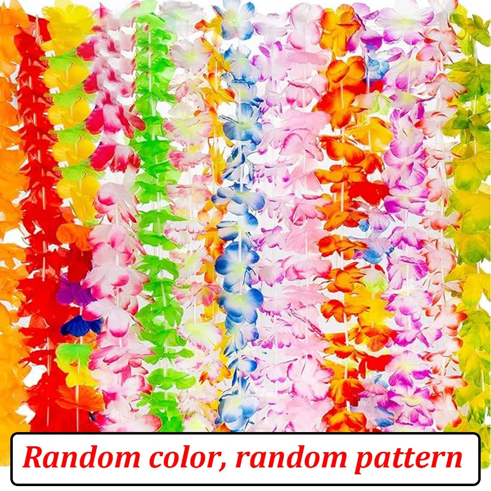 1-120Pcs Hawaii Party Leis Wreath  Artificial Leis Garlands Necklaces for Luau, Beach, Wedding or Birthday Party Decorations