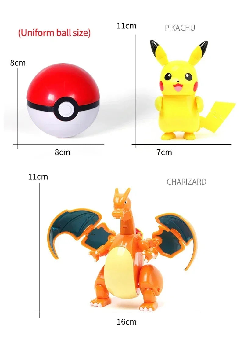 Pokemon Ball Deform Mewtwo Figure Pokeball Action Figurine Pikachu Charizard Gengar Blastoise Greninja Eevee Poke Child Toy Set