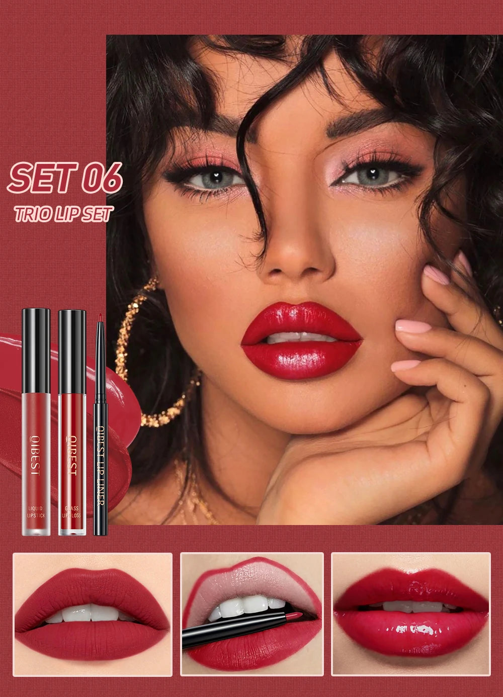 3pcs Matte Liquid Lipstick+Lip Liner Set Lip Glaze Makeup Nude Black Red Velvet Lip Gloss Long Lasting Lip Tint Cosmetics Kits