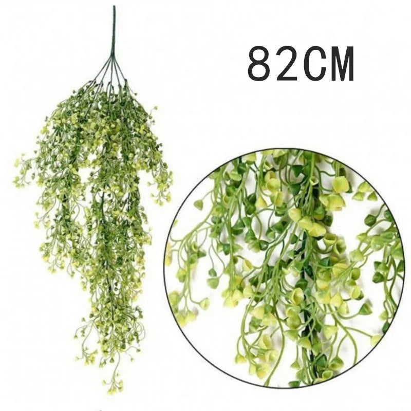 Artificial Plant Vines Wall Hanging Rattan Leaves Branches Outdoor Garden Home Decoration Plastic Fake Silk Leaf Green Plant Ivy