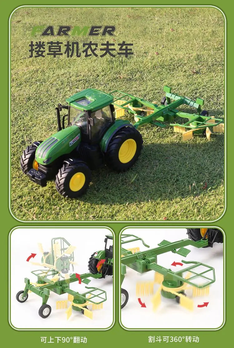 Tractor Toy Car Model Trailer and Accessories Simulation Children's Farmer Car