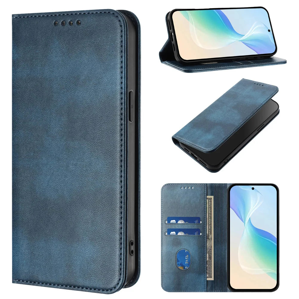 Leather Phone Case For Samsung Galaxy A06 A16 A14 A15 4g 5g A05S A05 A25 A35 A55 A56 A36 A26 A34 A54 Card Slot Flip Wallet Cover