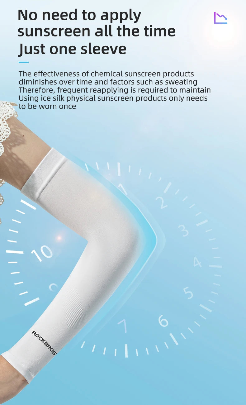 ROCKBROS Ice Silk Bicycle Sleeves Summer Breathable Cycling Arm Protection Outdoor Sun UV Protect Sports MTB Road Bike Sleeves