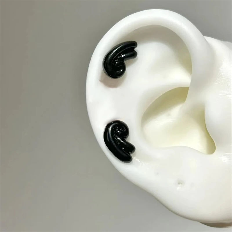 Sweet Angel's Wings Stainless Steel Ear Bone Nail Cute Acrylic Love Heart Cross Earrings for Women Body Puncture Accessories