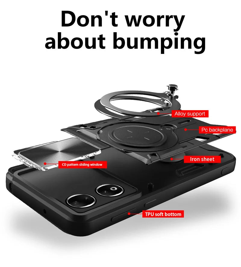 Funda For Honor 90 5G Case Shockproof Armor Magnetic Metal Ring Phone Case For Honer Honar 90 Honor90 Slide Camera Protect Cover