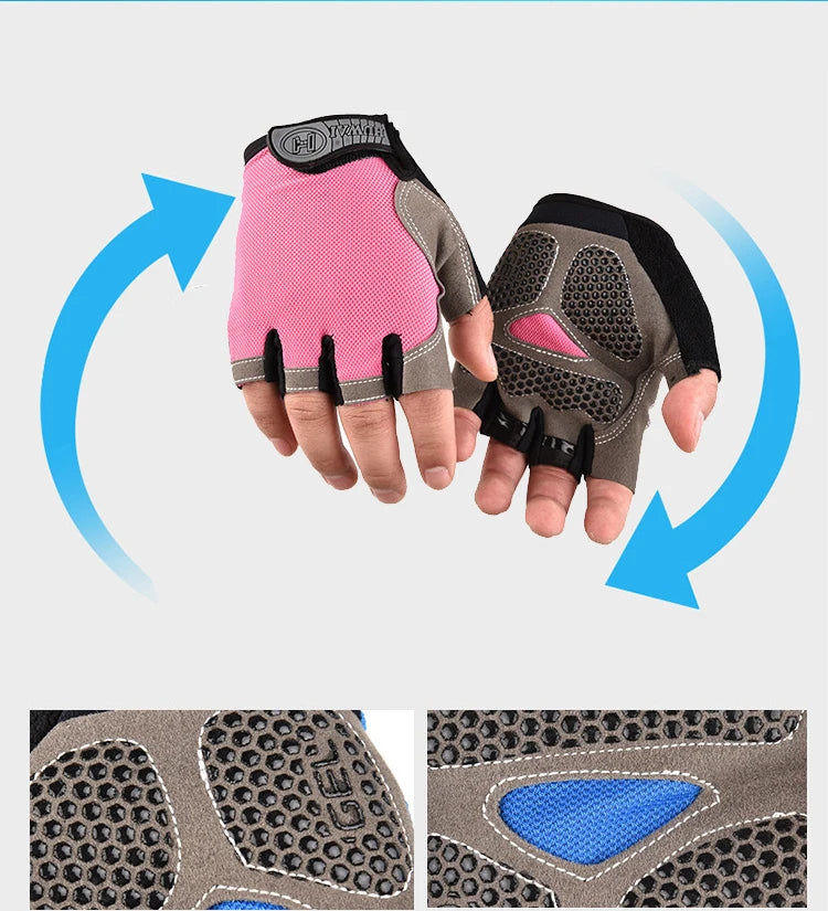 Unisex Half Finger Gloves Cycling Breathable Anti-slip MTB Outdoor Road Bike Gel Biking Gloves Summer Gym Sport Training Gloves