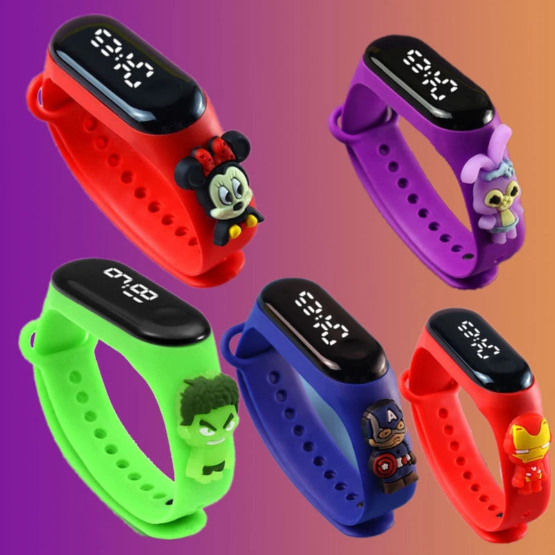 Disney Stitch LED Waterproof Kids Digital Watch Spiderman Hulk Children Watch Sports Touch Electronic Watch  Kids Gifts
