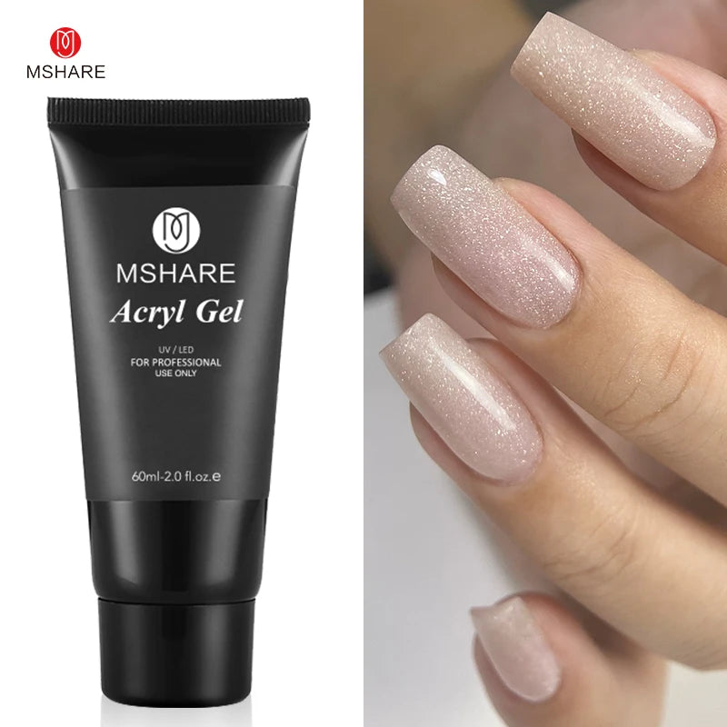 MSHARE Poly Nails Acryl Gel 60ml Builder UV Led Acrylgel Nails Extensions Acrylic Pink White Clear Acrylatic Hema Tpo Free Gel