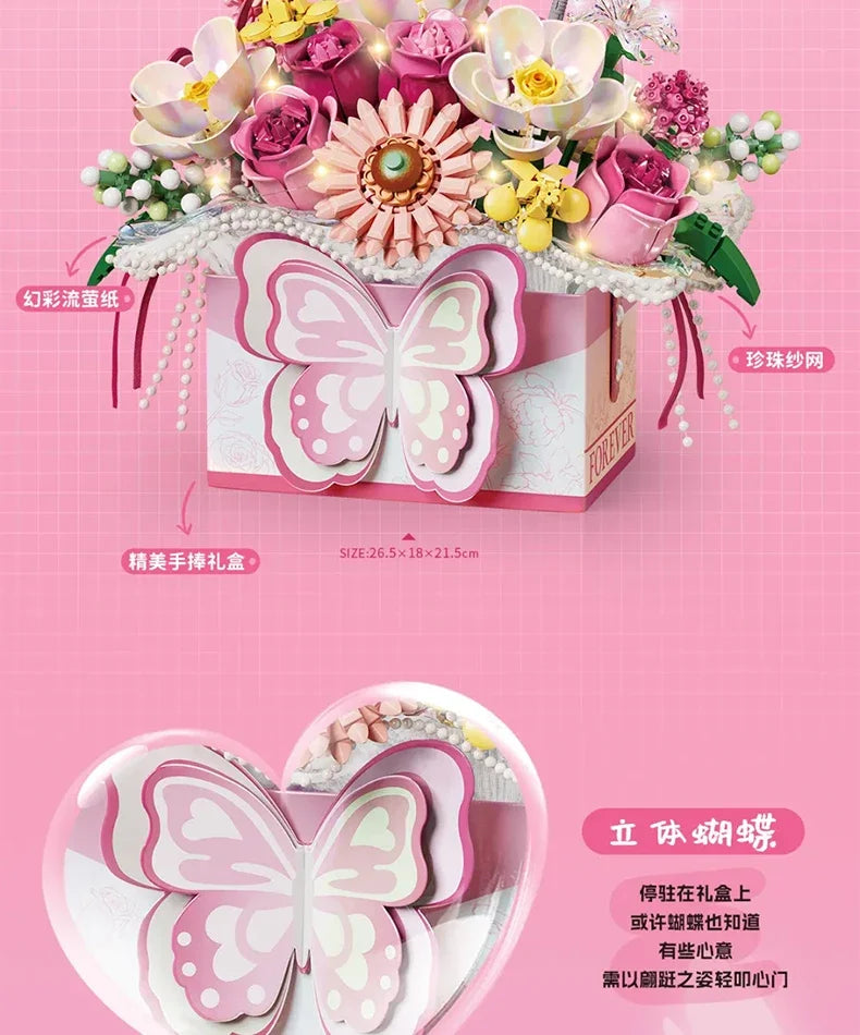 Flowers DIY decoration blocks Home decoration Model Building Blocks toys Assembly Toy Christmas Gift for Children Adult 4811