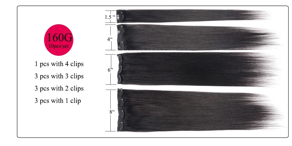 Doreen 160G 200G 240G Volume Series Brazilian Machine Remy Straight Clip In Human Hair Extensions  Full Head 10Pcs 16 to 24 Inch