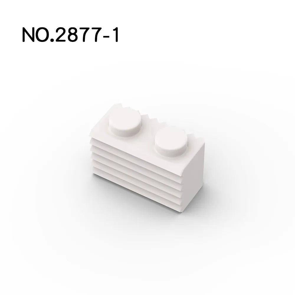 20Pcs MOC Parts 2877 Brick Modified 1 x 2 with Grille / Fluted Profile Compatible Brick DIY Building Block Particle Kid Toy Gift